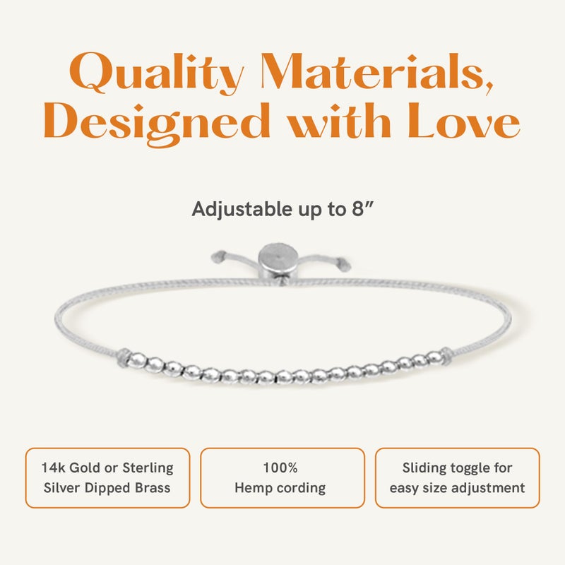 Lucky Feather Milestone 18th Birthday Gifts For Women - Sterling Silver Dipped Beads Bracelet on Adjustable 7â€- 8â€ Cord - Bold 18 Year Old Gifts - Image 2